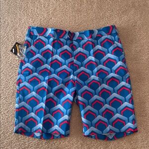 Stylish Blue and Red Geometric Men's Shorts